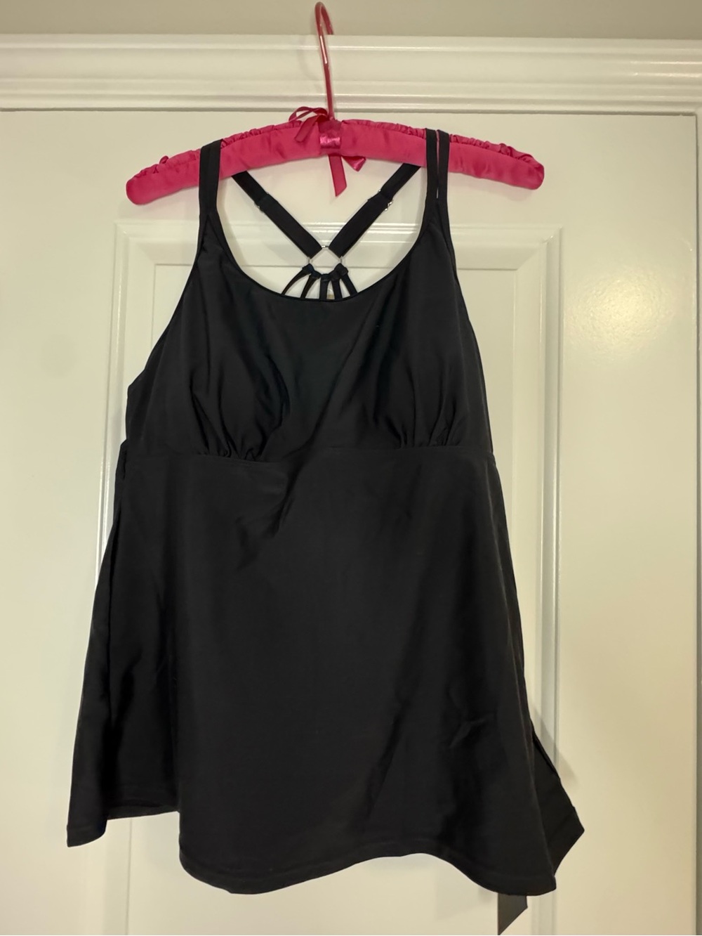 Women's Black Tankini Top, Daci NWT Size Large Strappy Detail On Back